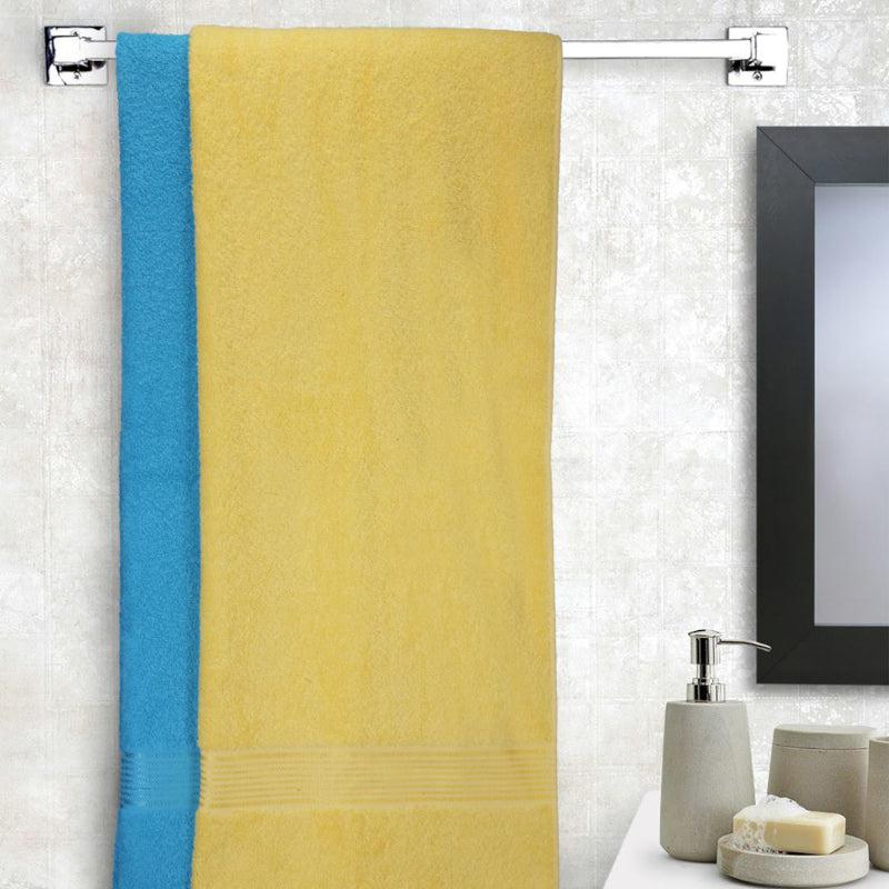 Buy Bodil Bath Towel (Yellow & Blue) - Set Of Two Bath Towels from Vaaree