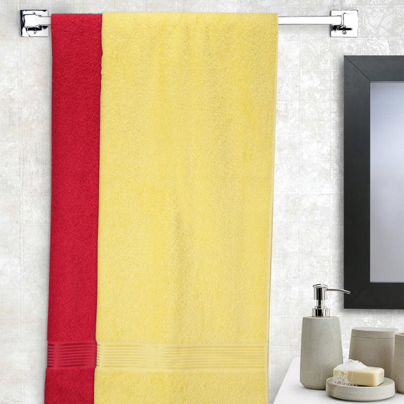 Buy Bodil Bath Towel (Yellow & Red) - Set Of Two Bath Towels from Vaaree