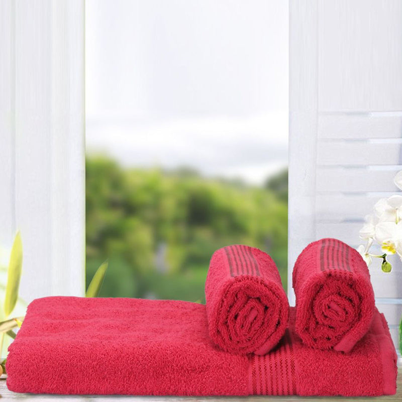 Buy Eva Quick Dry Towel Combo (Red) - Three Piece Set Towel Sets from Vaaree