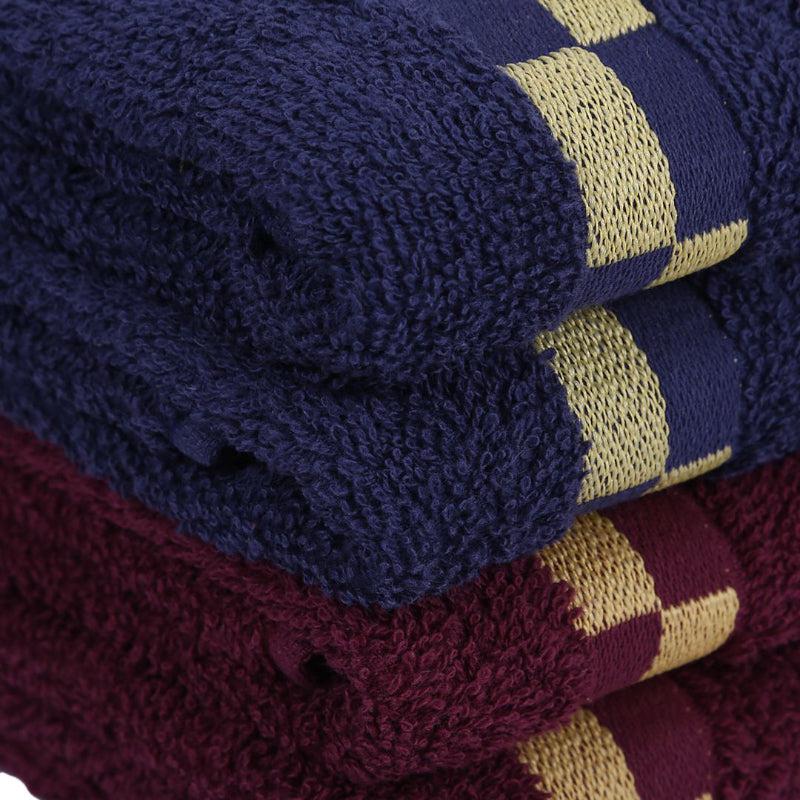 Buy Delpha Hand Towel (Navy Blue & Wine) - Set Of Four Hand & Face Towels from Vaaree