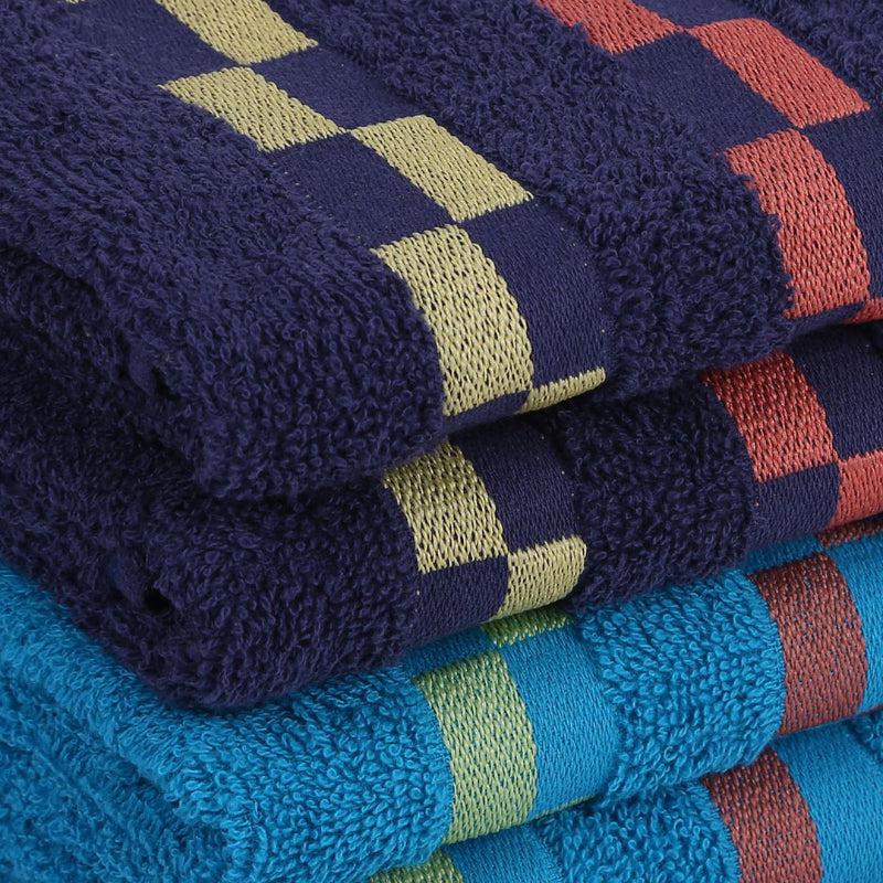 Buy Delpha Hand Towel (Navy Blue & Light Blue) - Set Of Four Hand & Face Towels from Vaaree