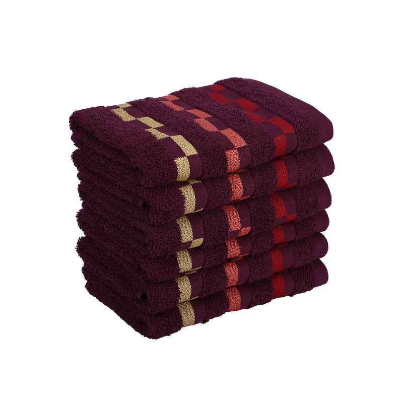 Buy Delpha Hand Towel (Wine) - Set Of Six Hand & Face Towels from Vaaree