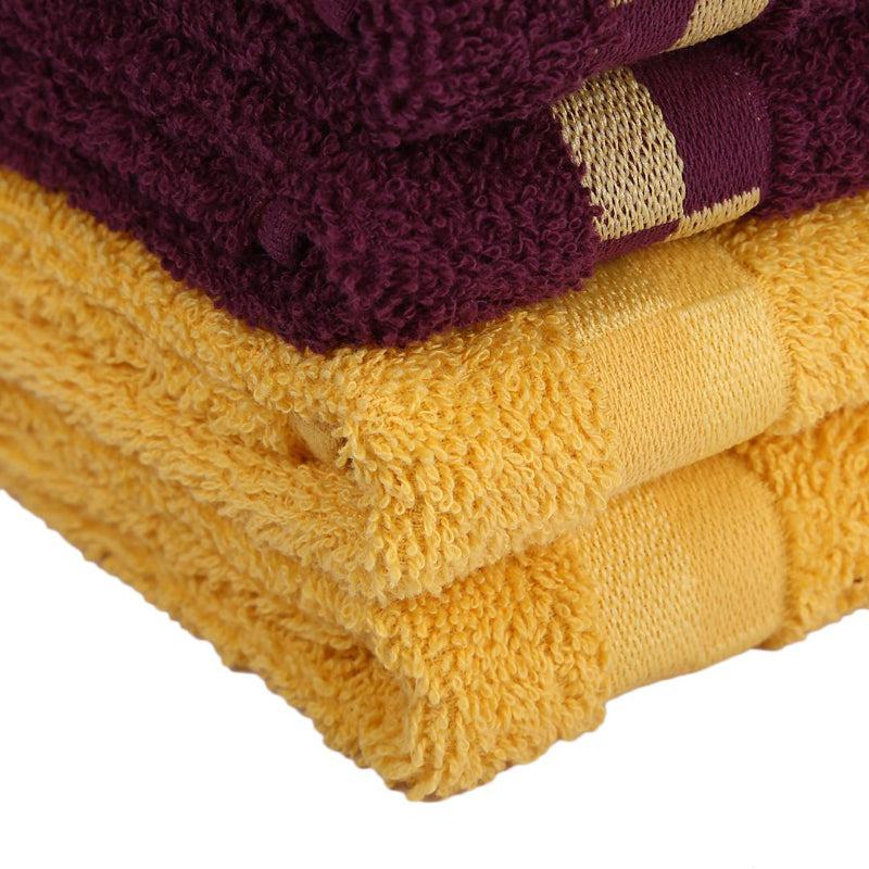 Buy Delpha Hand Towel (Wine & Yellow) - Set Of Four Hand & Face Towels from Vaaree