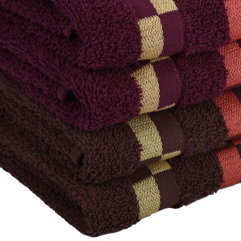 Buy Delpha Hand Towel (Wine & Brown) - Set Of Four Hand & Face Towels from Vaaree