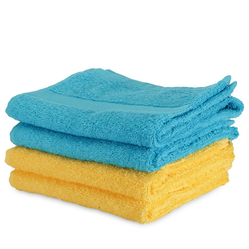 Buy Eva Quick Dry Hand Towel (Yellow & Blue) - Set Of Four Hand & Face Towels from Vaaree