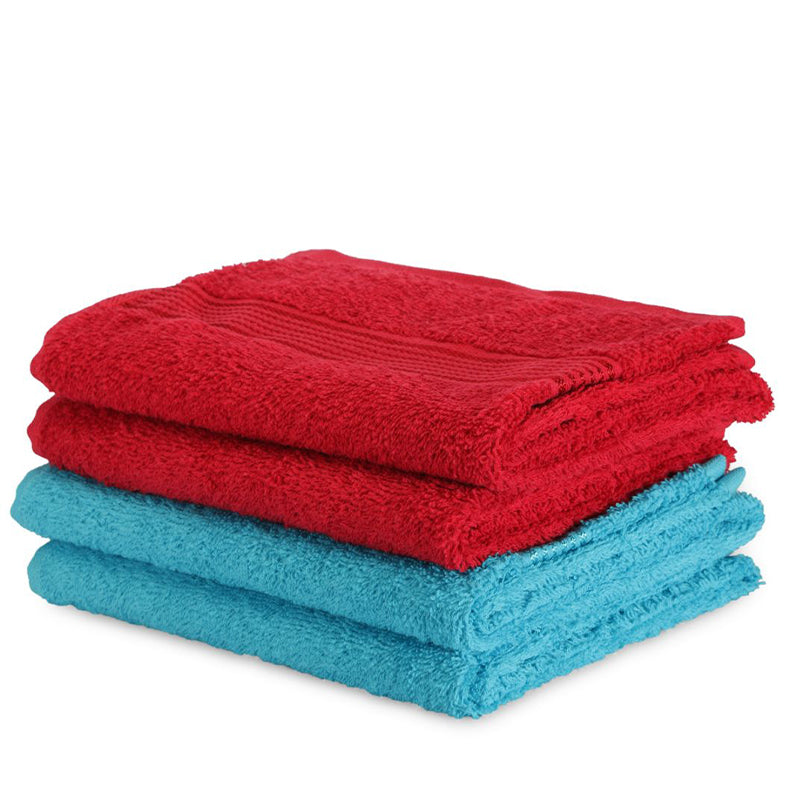 Buy Eva Quick Dry Hand Towel (Blue & Red) - Set Of Four Hand & Face Towels from Vaaree