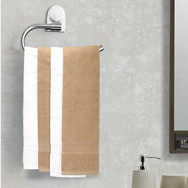 Buy Eva Quick Dry Hand Towel (White & Taupe) - Set Of Four Hand & Face Towels from Vaaree