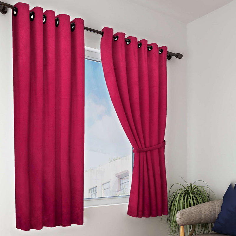 Buy Nigel Blackout Curtain (Maroon) - Set Of Two Curtains from Vaaree