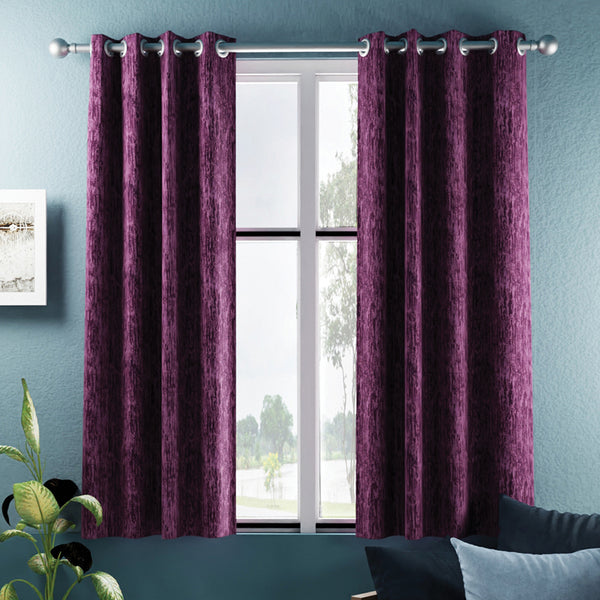 Buy Clover Jaquard Blackout Curtain (Violet) - Set Of Two Curtains from Vaaree