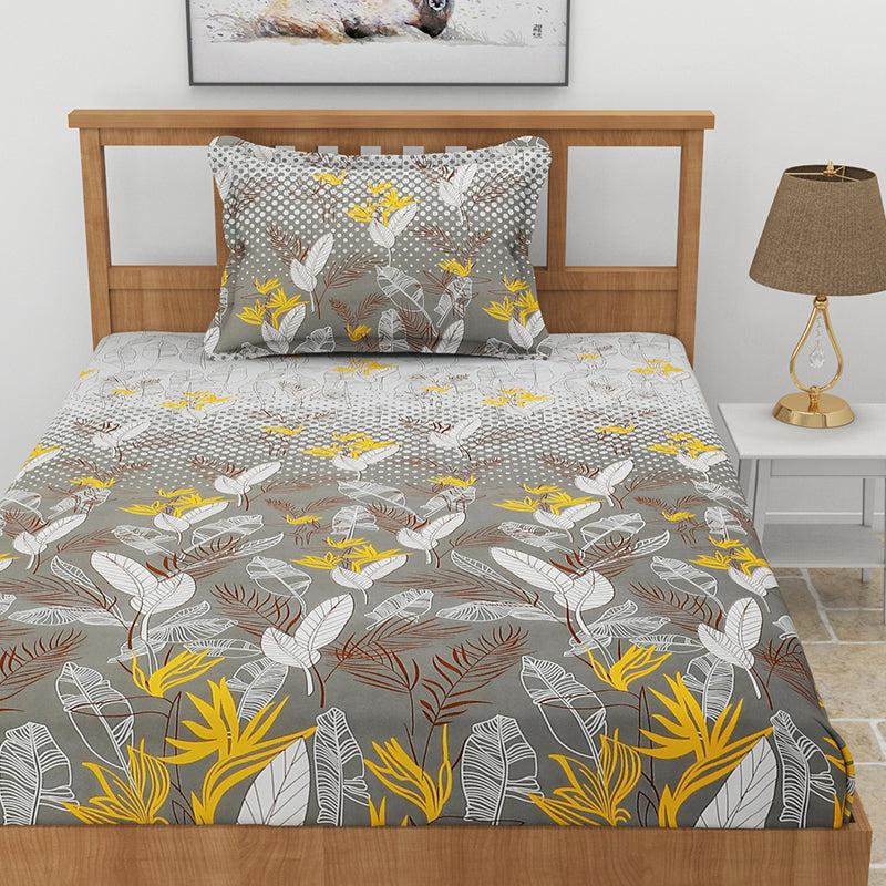 Buy Lale Floral Bedsheet - Charcoal Grey Bedsheets from Vaaree