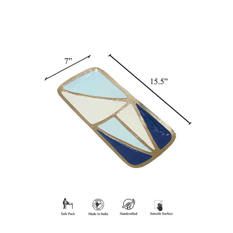 Buy Izen Geometric Platter - Blue Platter from Vaaree