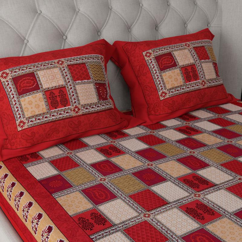 Buy Kian Geomatric Bedsheet - Red Bedsheets from Vaaree