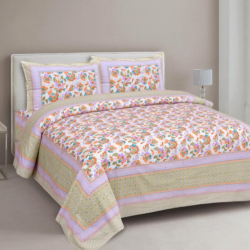 Buy Tamali Ethnic Bedsheet - White,Purple Bedsheets from Vaaree