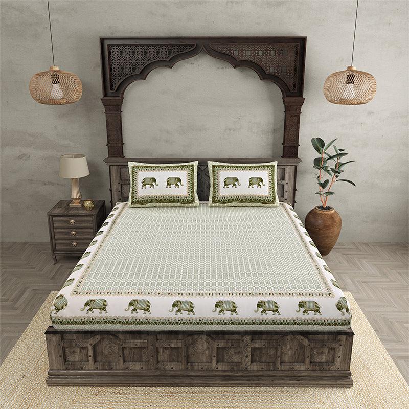 Buy Gaj Ethnic Bedsheet - Green Bedsheets from Vaaree