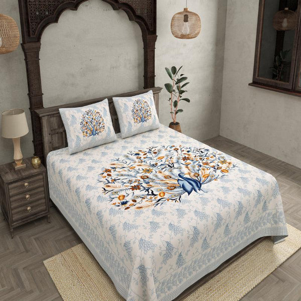 Buy Navil Ethnic Bedsheet - Blue Bedsheets from Vaaree