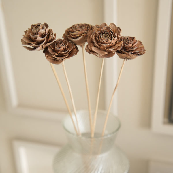 Artificial Flowers - Naturally Dried Cedar Rose Bunch - Set Of Five