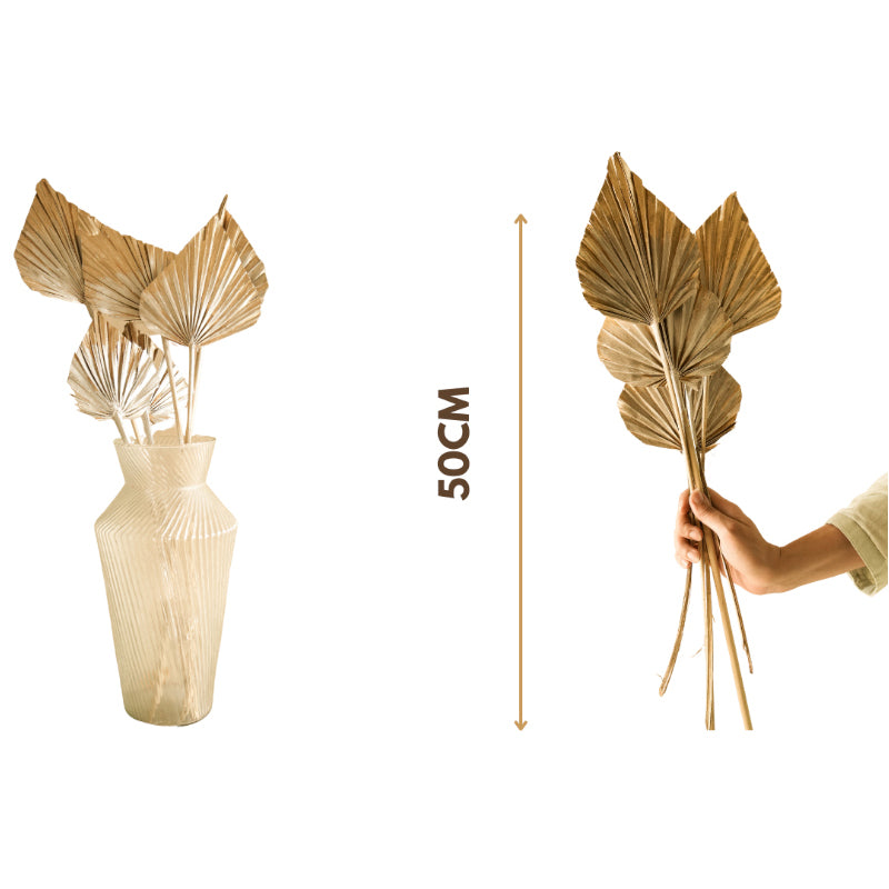 Artificial Flowers - Dried Dual Tone Palm Leaf (Golden Silver) - Set Of Five