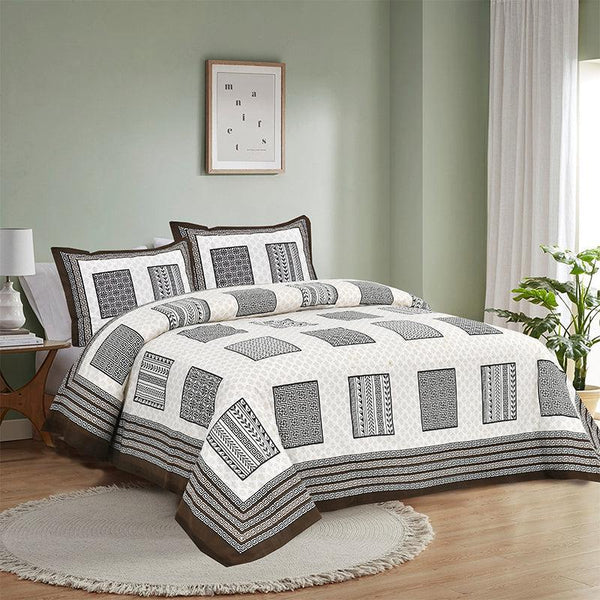 Buy Truptii Printed Bedsheet - White & Grey Bedsheets from Vaaree