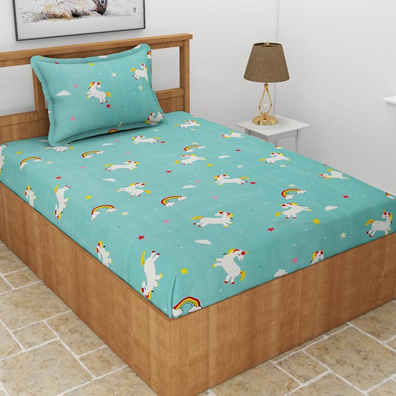 Buy Sky Bow Kids Bedsheet - Aqua Bedsheets from Vaaree