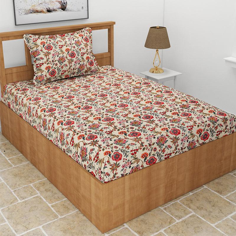 Buy Gerberas Floral Bedsheet - Beige Bedsheets from Vaaree