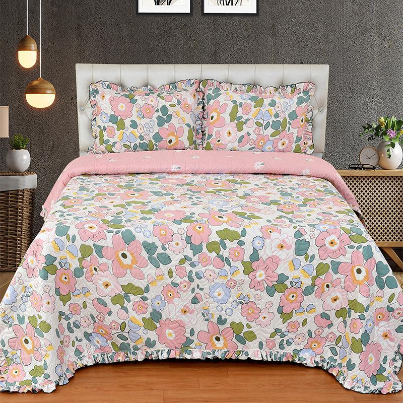 Buy Manjira Pink Floral Bedcover Bedcovers from Vaaree