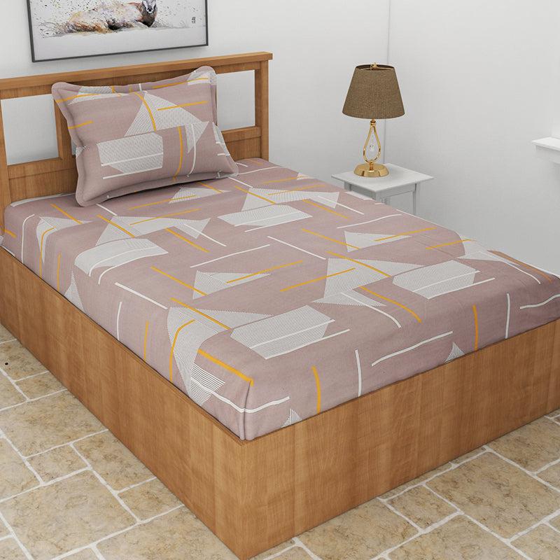 Buy Huxley Abstract Bedsheet - Light Brown Bedsheets from Vaaree