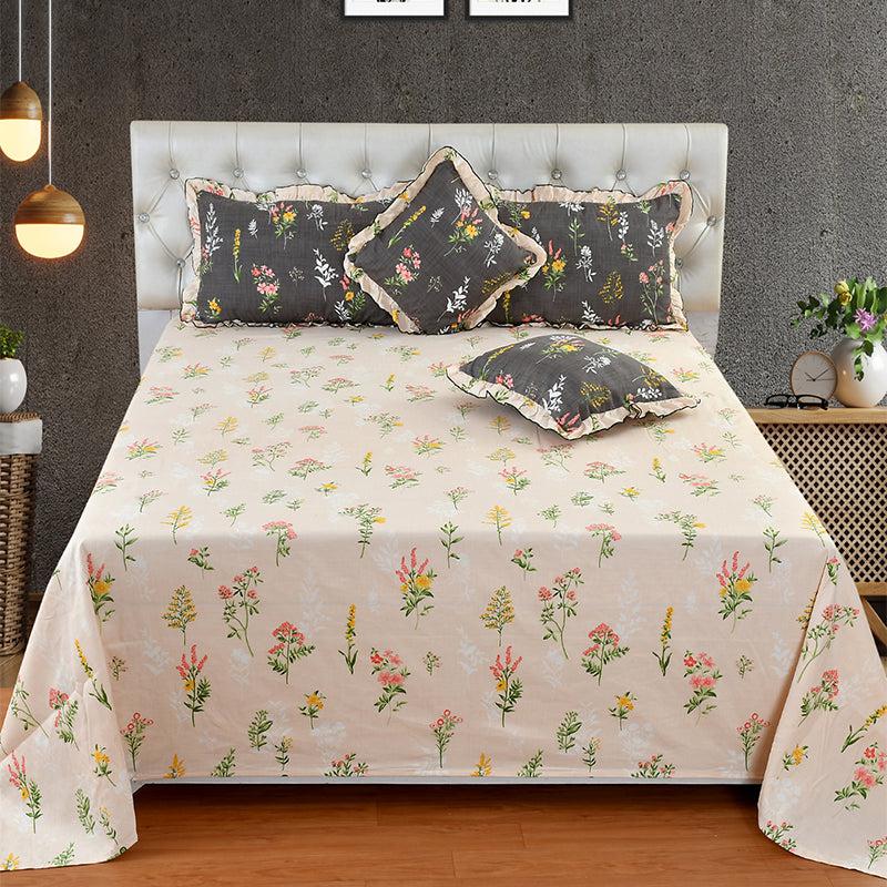 Buy Liamo Frilled Floral Bedding Set - Five Piece Set Bedding Set from Vaaree