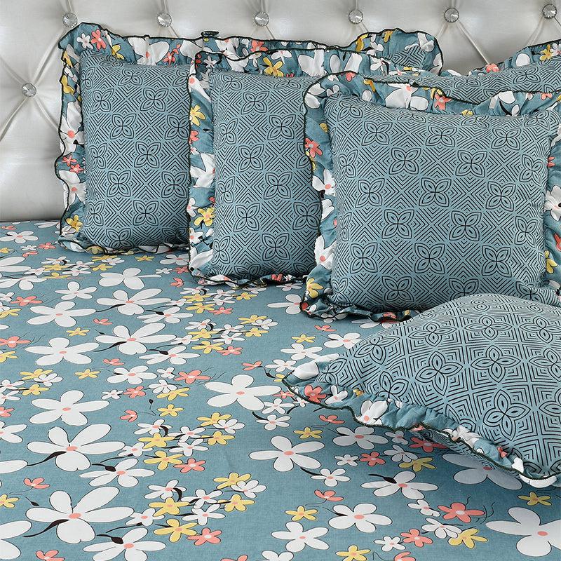 Buy Magnia Frilled Floral Bedding Set - Five Piece Set Bedding Set from Vaaree