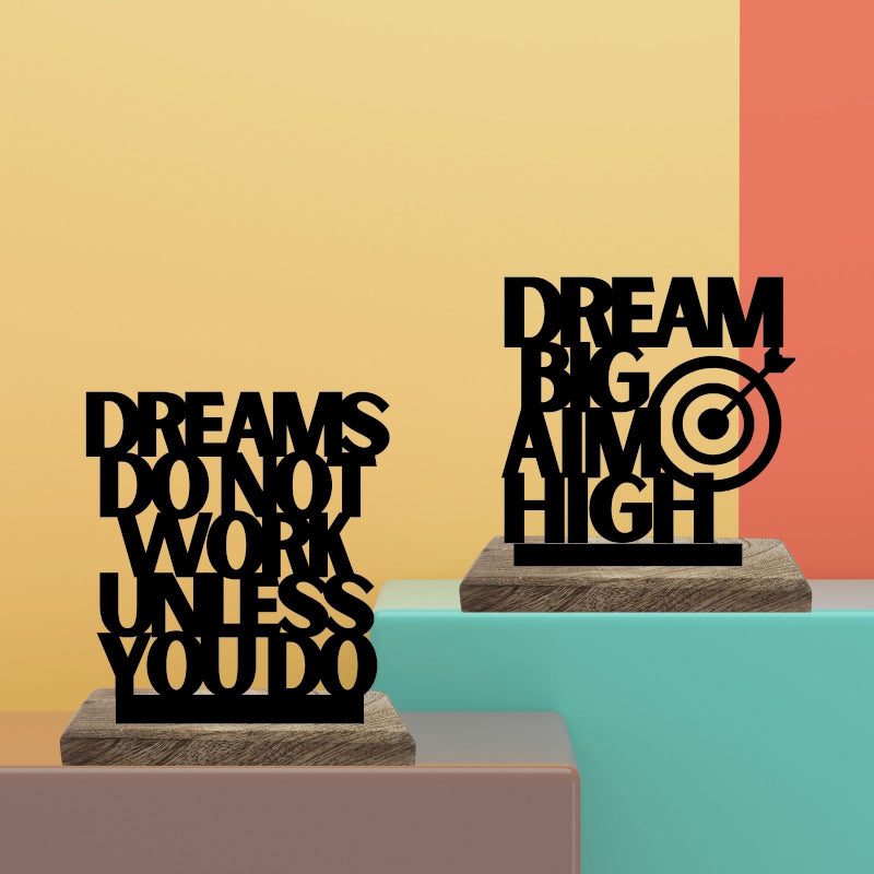 Buy Dreams to Reality Typography Showpiece - Set Of Two Showpieces from Vaaree