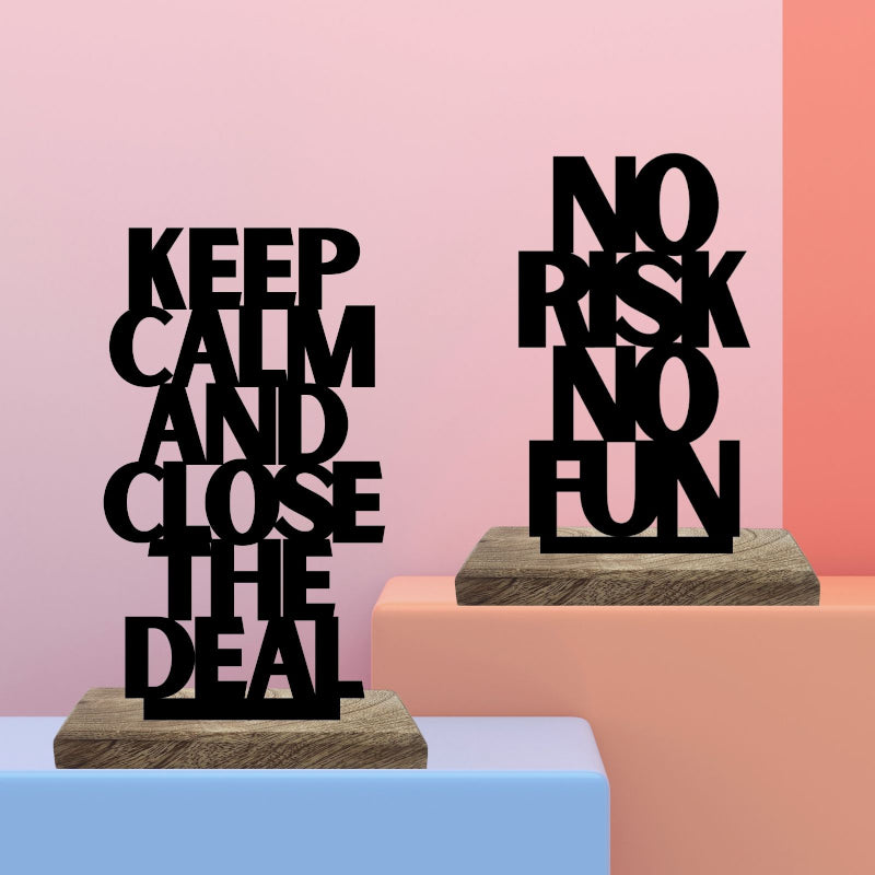 Buy Calm Composure Bold Risks Typography Showpiece - Set Of Two Showpieces from Vaaree