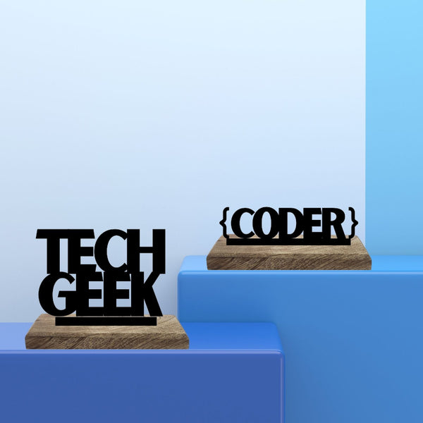 Tech Tandem Typography Showpiece - Set Of Two