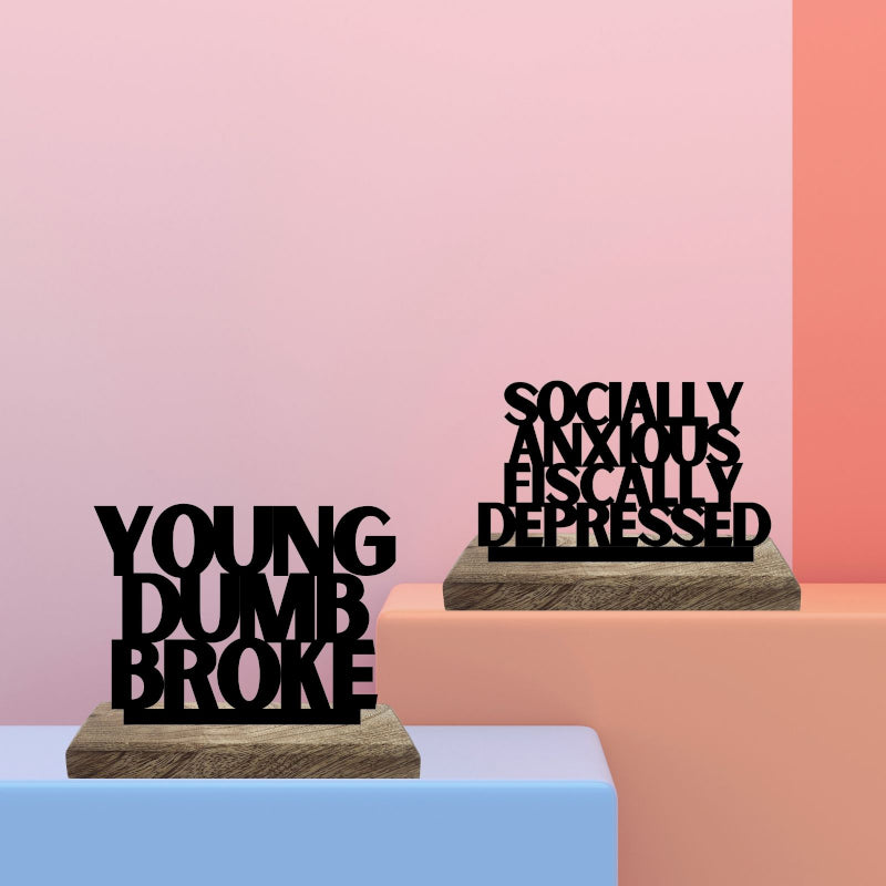 Buy Youthful Dilemmas Typography Showpiece - Set Of Two Showpiece from Vaaree