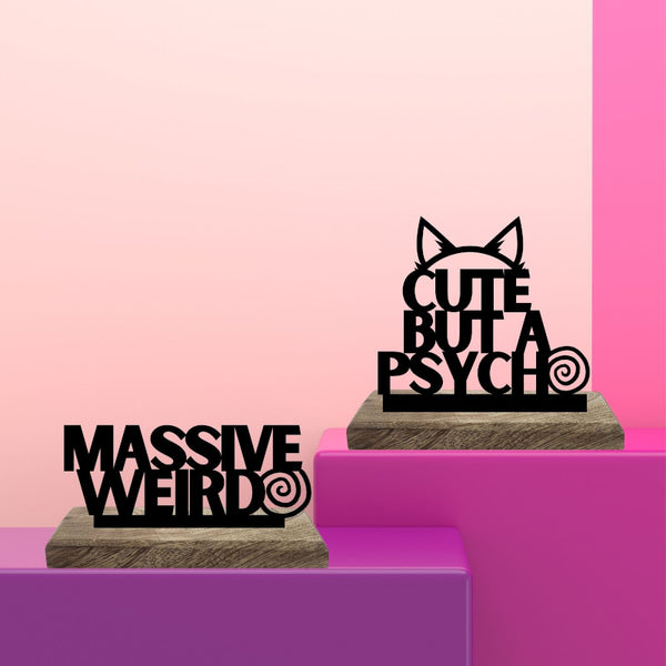 Eccentric & Adorable Psycho-Chic Typography Showpiece - Set Of Two