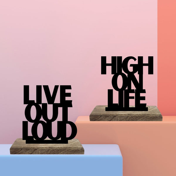 Loud & Lively Typography Showpiece - Set Of Two