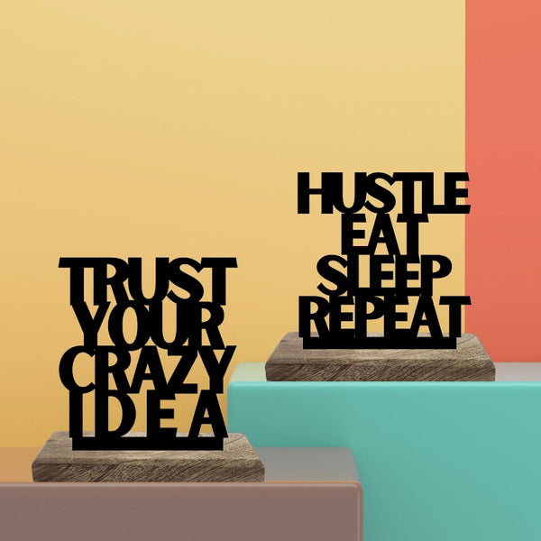 Crazy Hustle Momentum Typography Showpiece - Set Of Two