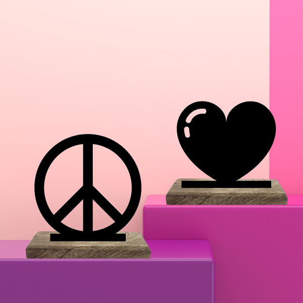 Heart and Peace Showpiece - Set Of Two