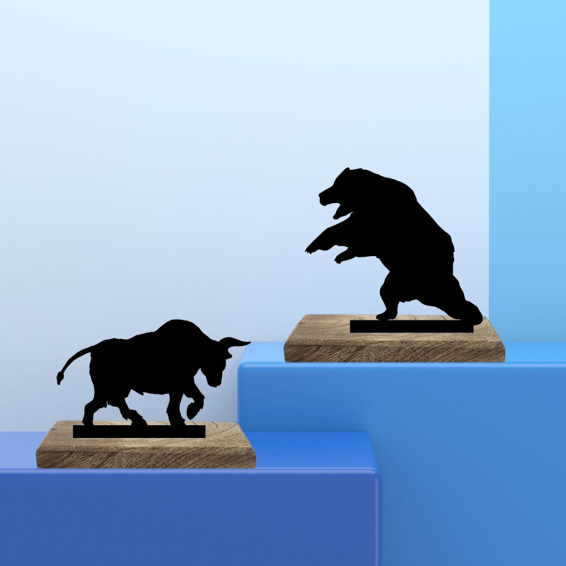 Buy Bull and Bear Dynamics Showpiece - Set Of Two Showpieces from Vaaree