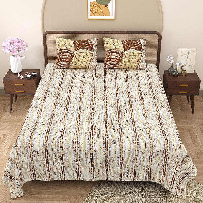 Buy Lincoln Striped Bedsheet - Brown Bedsheets from Vaaree