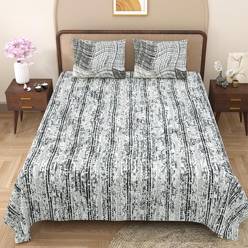 Buy Lincoln Striped Bedsheet - Grey Bedsheets from Vaaree