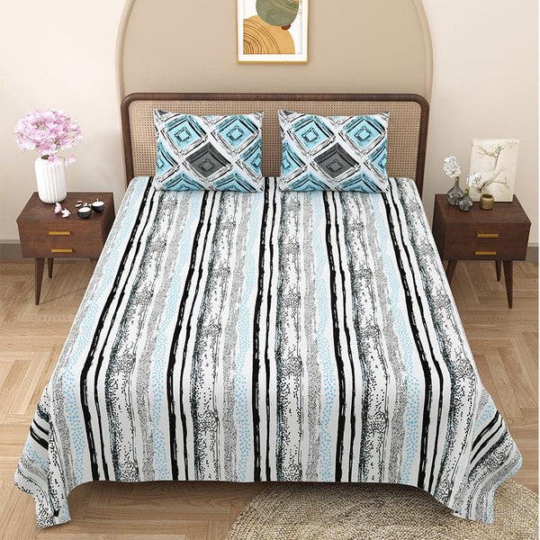 Bedsheets - Caleb Striped Bedsheet - Blue