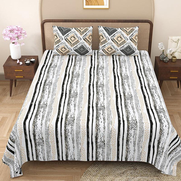 Buy Caleb Striped Bedsheet - Grey Bedsheets from Vaaree