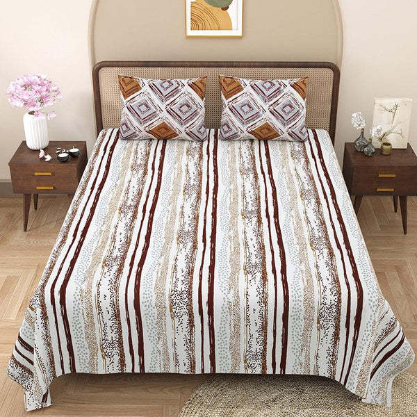 Buy Caleb Striped Bedsheet - Brown Bedsheets from Vaaree