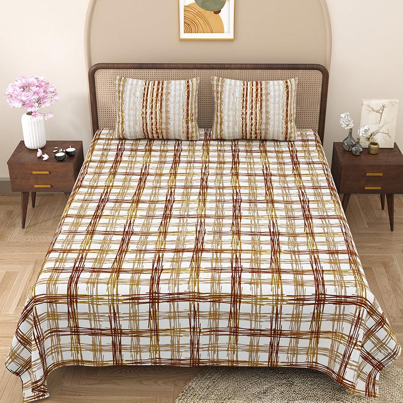 Buy Alaina Geomatric Bedsheet - Brown Bedsheets from Vaaree