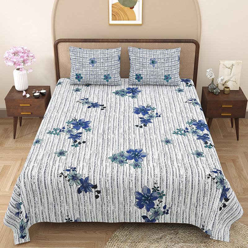 Buy Calla Floral Bedsheet - Blue Bedsheets from Vaaree