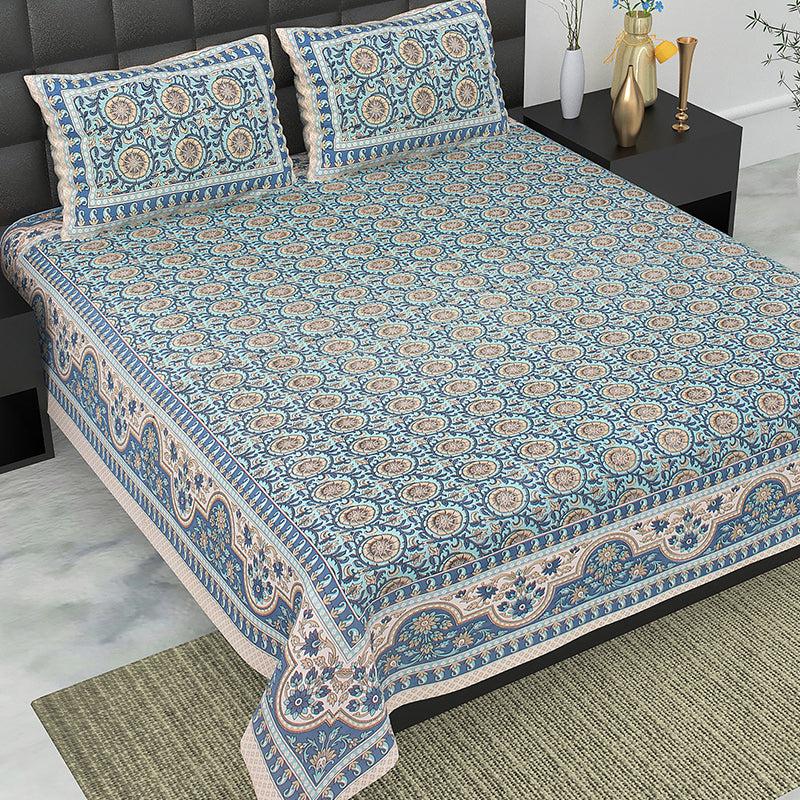 Buy Tiana Ethnic Bedsheet - Blue Bedsheets from Vaaree