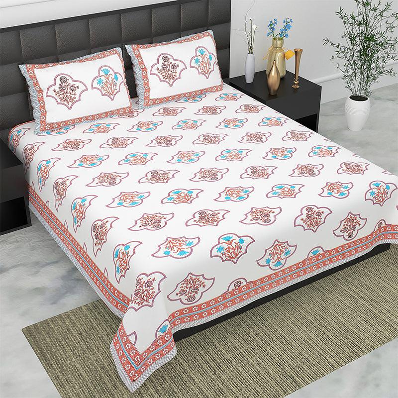 Buy Sybil Floral Bedsheet - White & Pink Bedsheets from Vaaree