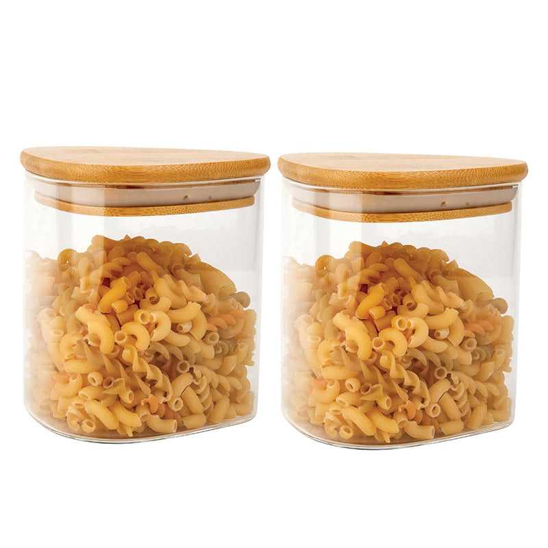 Jar - Nilma Airtight Storage Lar With Wooden Lid (600 ML) - Set Of Two