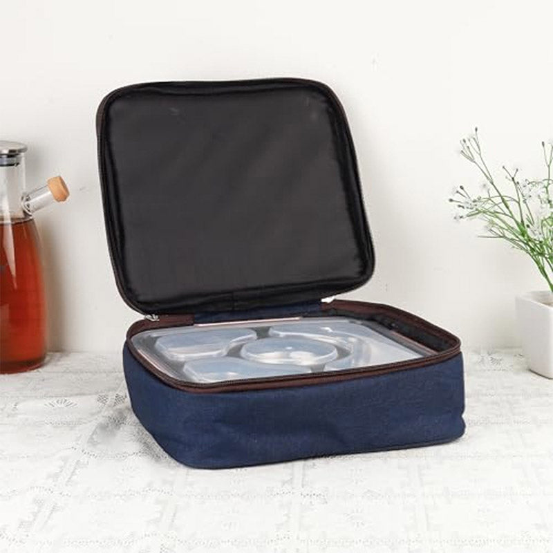 Tiffins & Lunch Box - Steamo Steel Lunch Box With Bag - Black