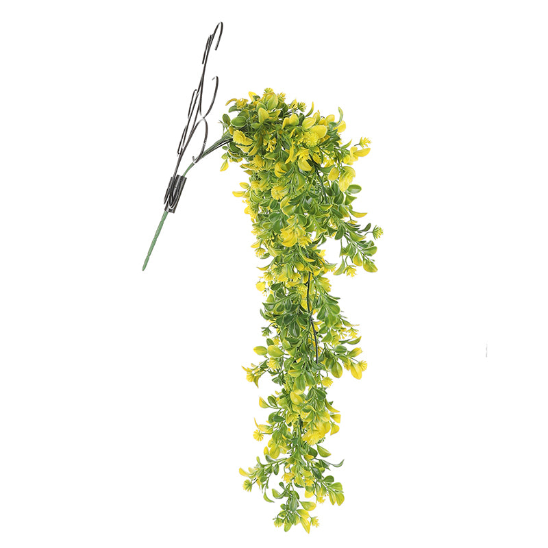 Artificial Plants - Faux Yellow Flower Vine With Metal Wall Stand