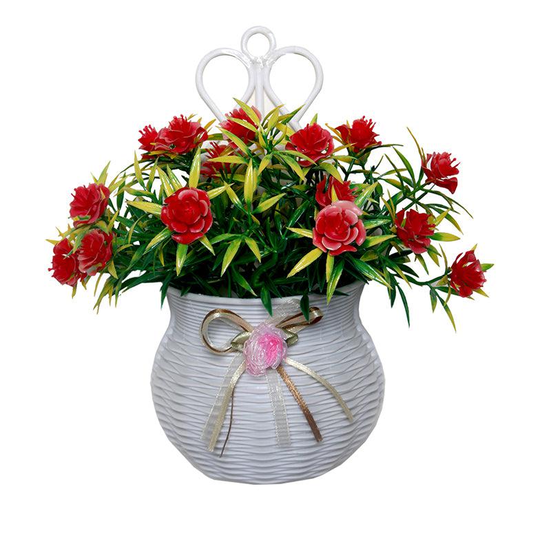 Buy Faux Red Midnight Fire Rose Plant With Pot Artificial Plants from Vaaree